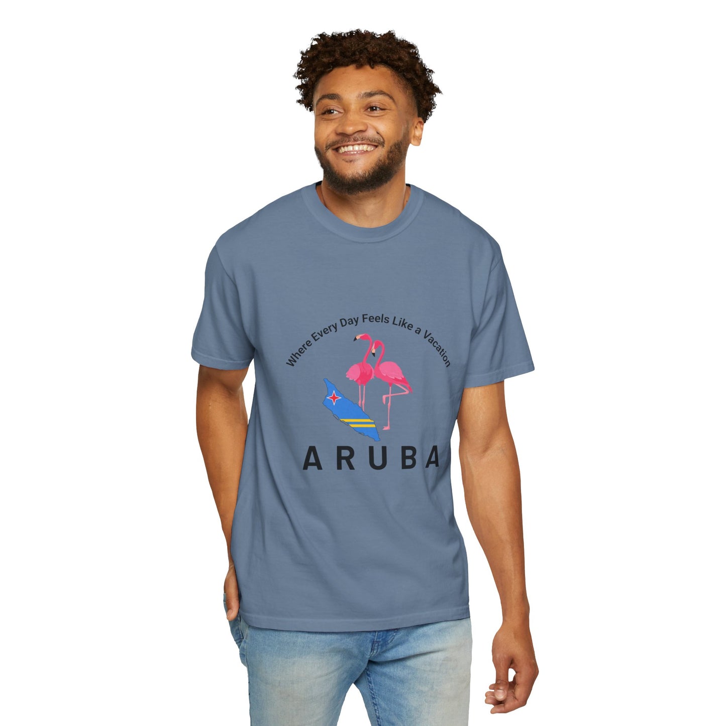 Vacation Vibe Unisex T-Shirt - Aruba Flamingos Design