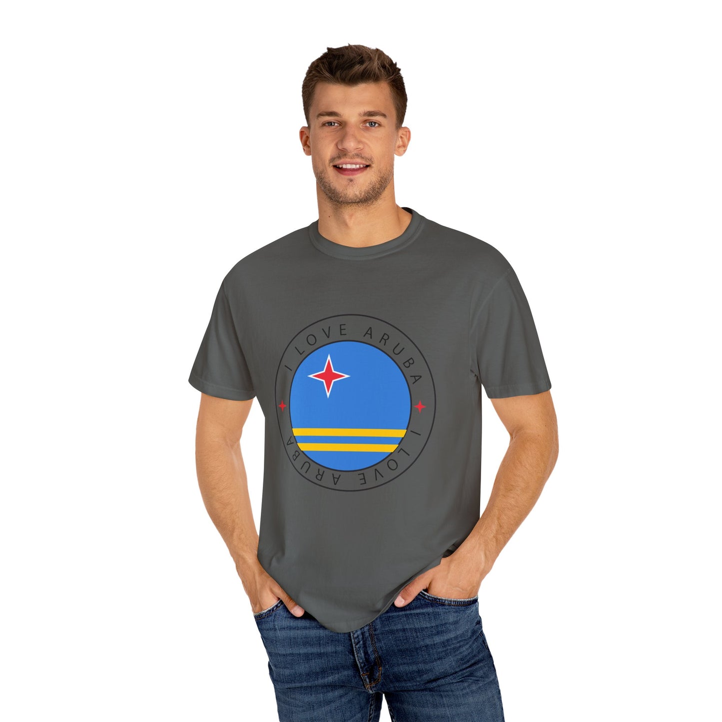 I Love Aruba Flag Unisex Garment-Dyed T-shirt