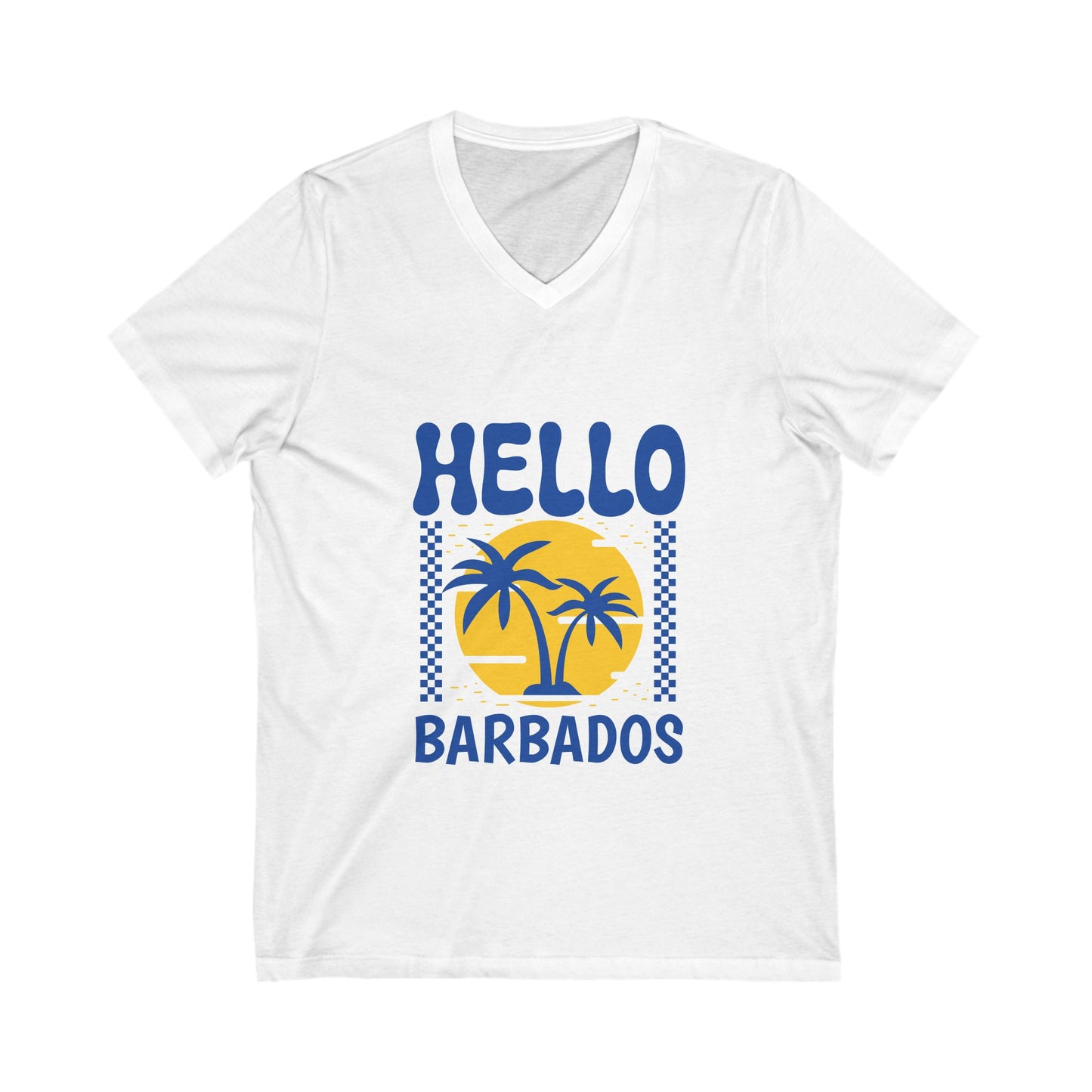 Hello Barbados  Short Sleeve V-Neck Tee
