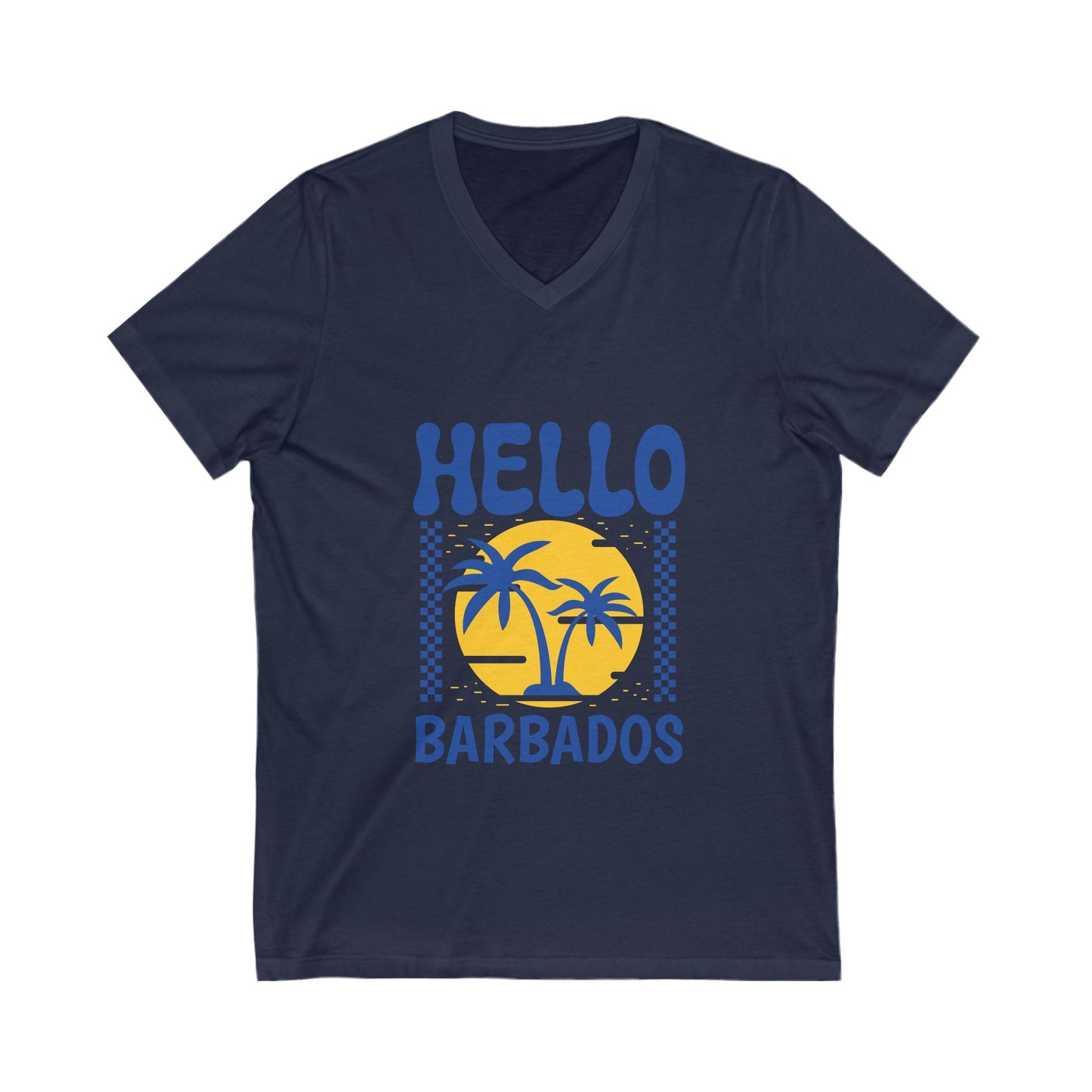 Hello Barbados  Short Sleeve V-Neck Tee