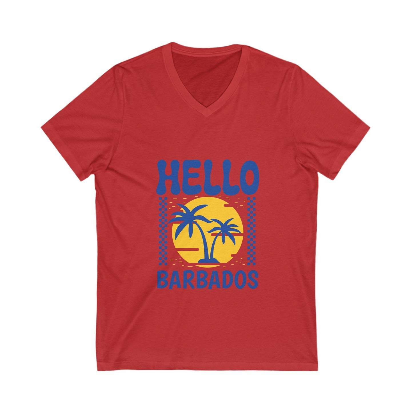 Hello Barbados  Short Sleeve V-Neck Tee
