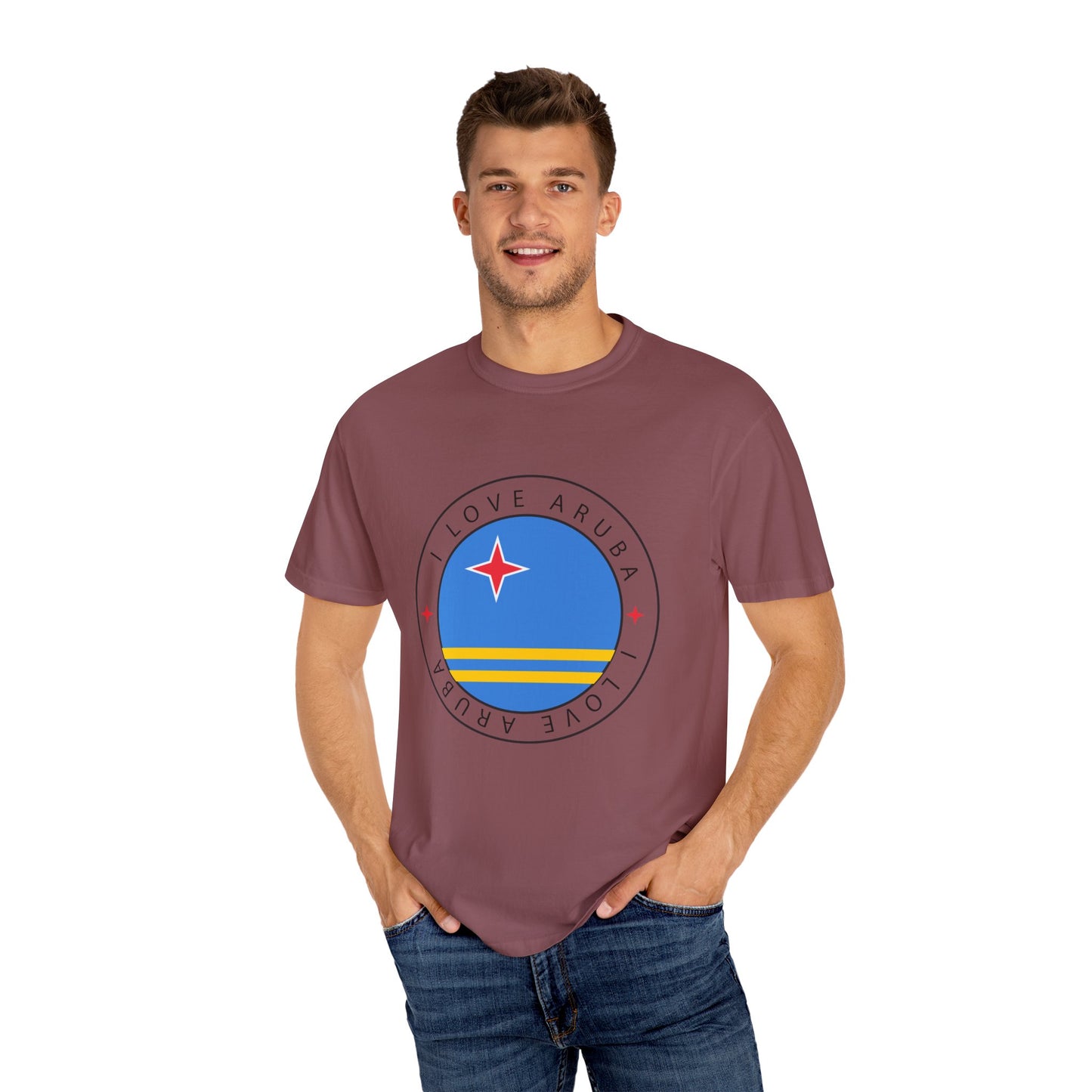 I Love Aruba Flag Unisex Garment-Dyed T-shirt
