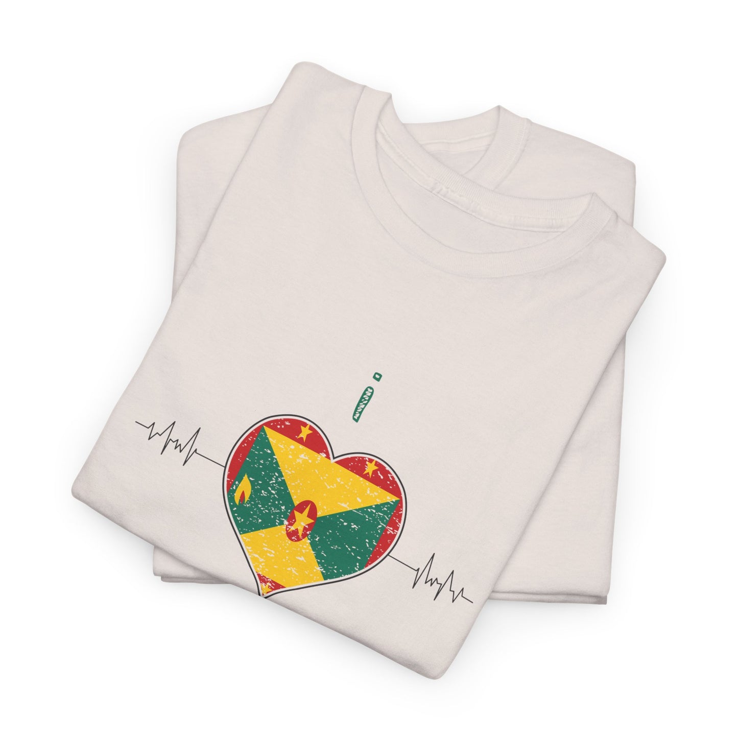 I Love Grenada Heart Shaped Flag  Unisex Heavy Cotton T- shirt