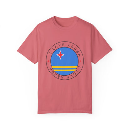 I Love Aruba Flag Unisex Garment-Dyed T-shirt