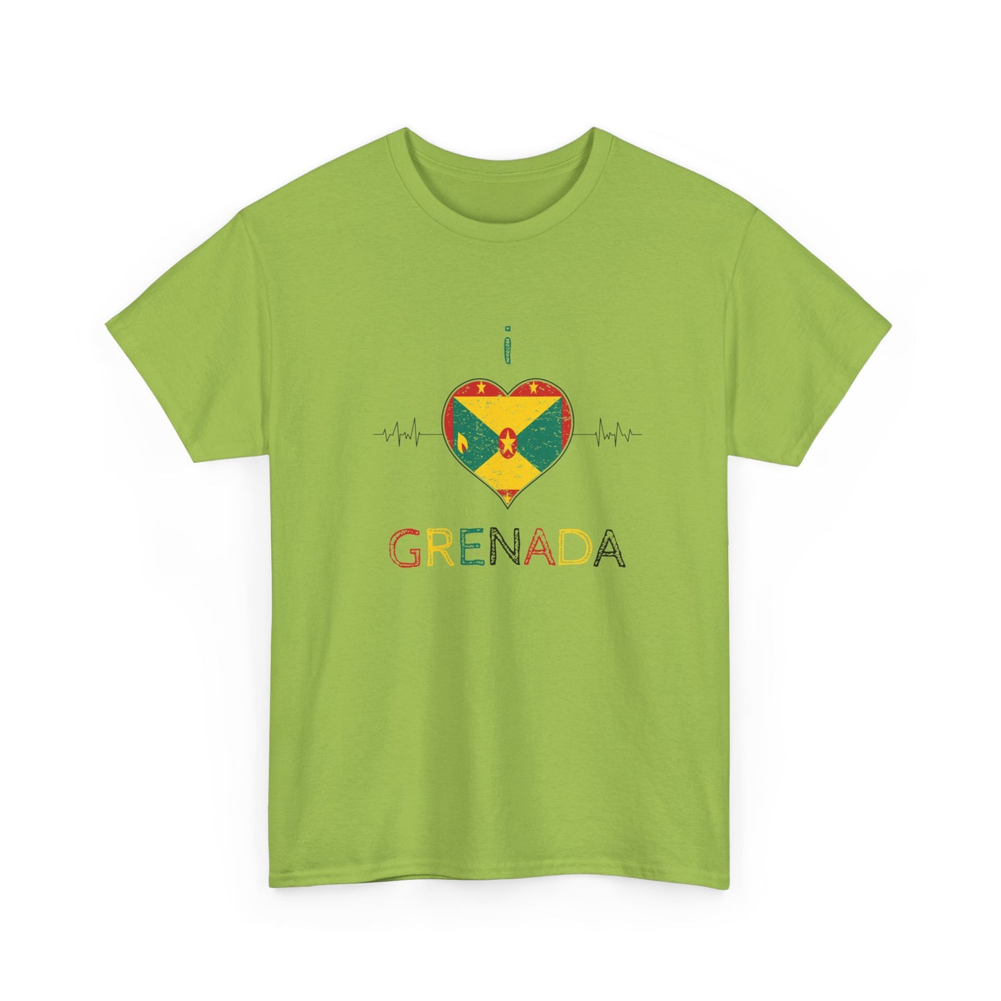 I Love Grenada Heart Shaped Flag  Unisex Heavy Cotton T- shirt