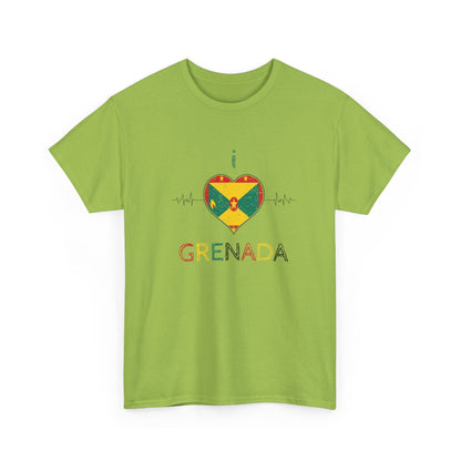 I Love Grenada Heart Shaped Flag  Unisex Heavy Cotton T- shirt