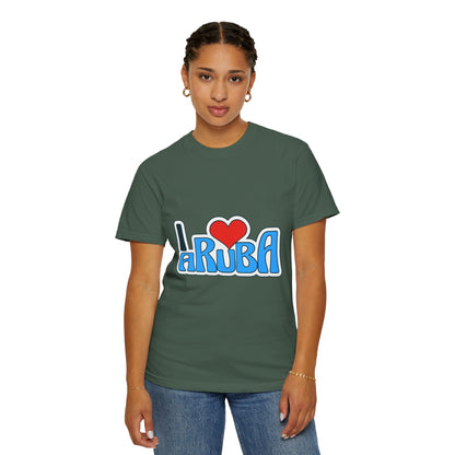 I Love Aruba Unisex Garment-Dyed T-Shirt