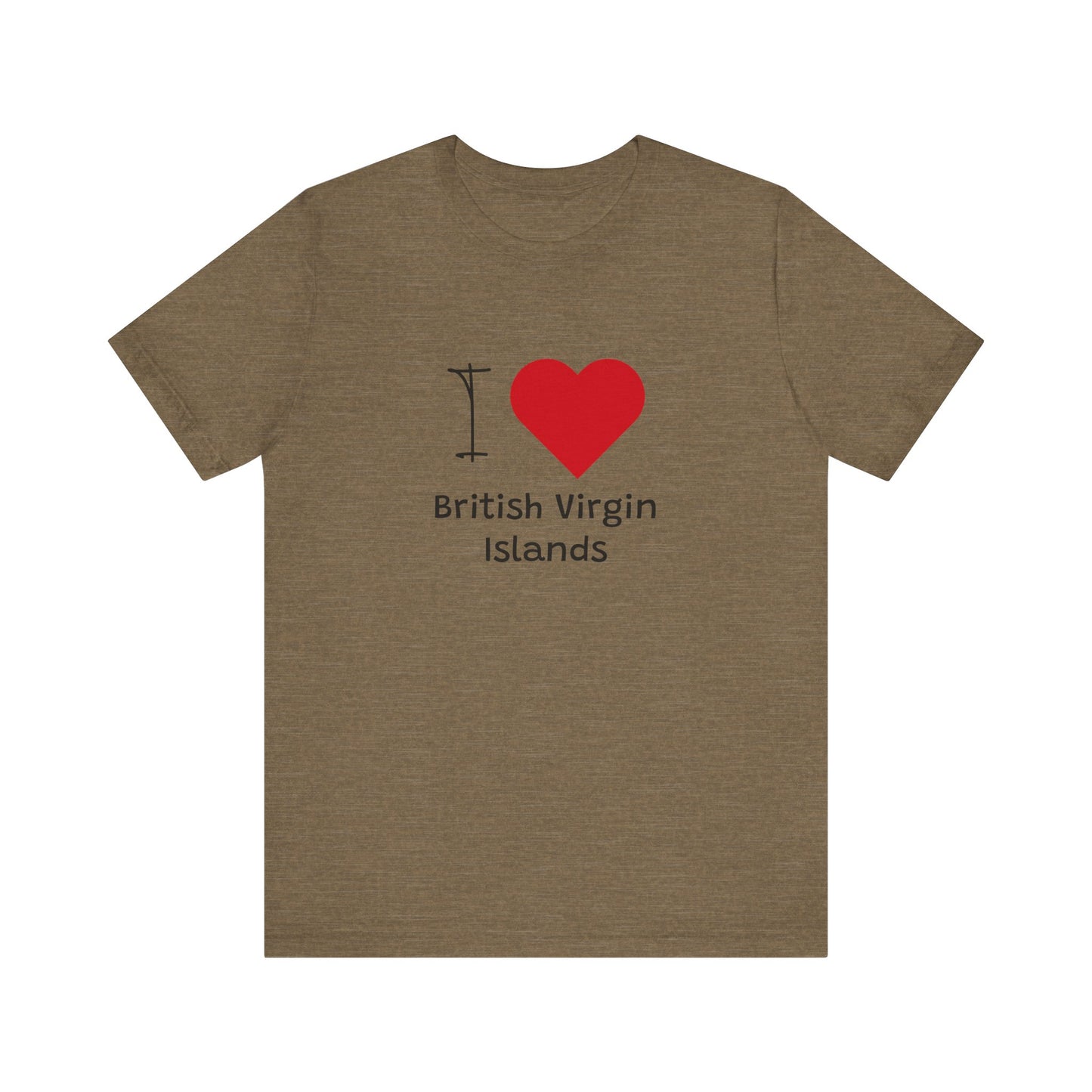 I Love British Virigin Island Unisex Jersey Short Sleeve Tee