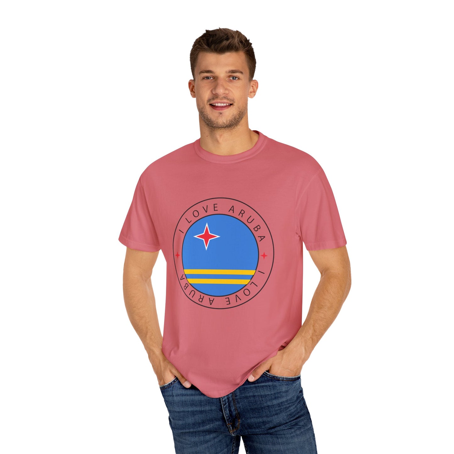 I Love Aruba Flag Unisex Garment-Dyed T-shirt