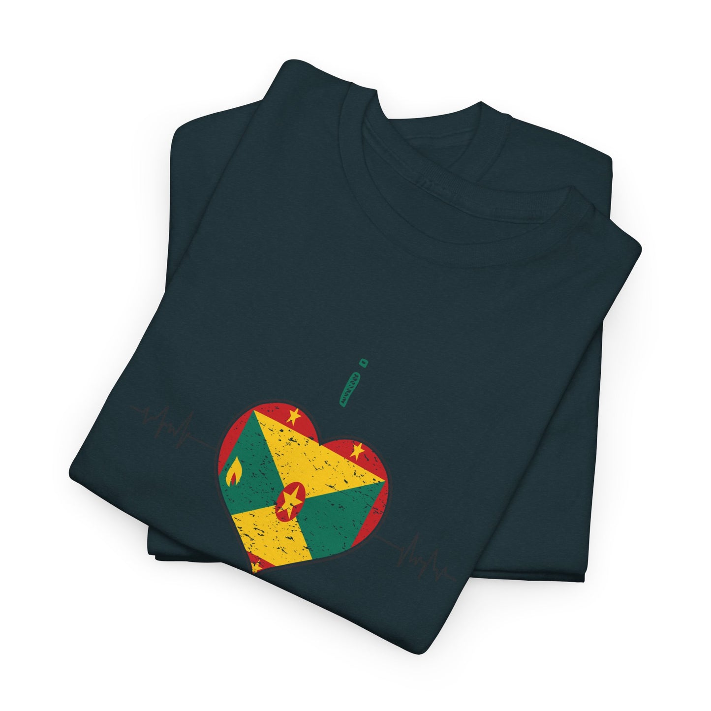 I Love Grenada Heart Shaped Flag  Unisex Heavy Cotton T- shirt