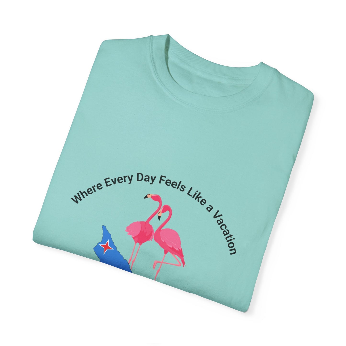 Vacation Vibe Unisex T-Shirt - Aruba Flamingos Design