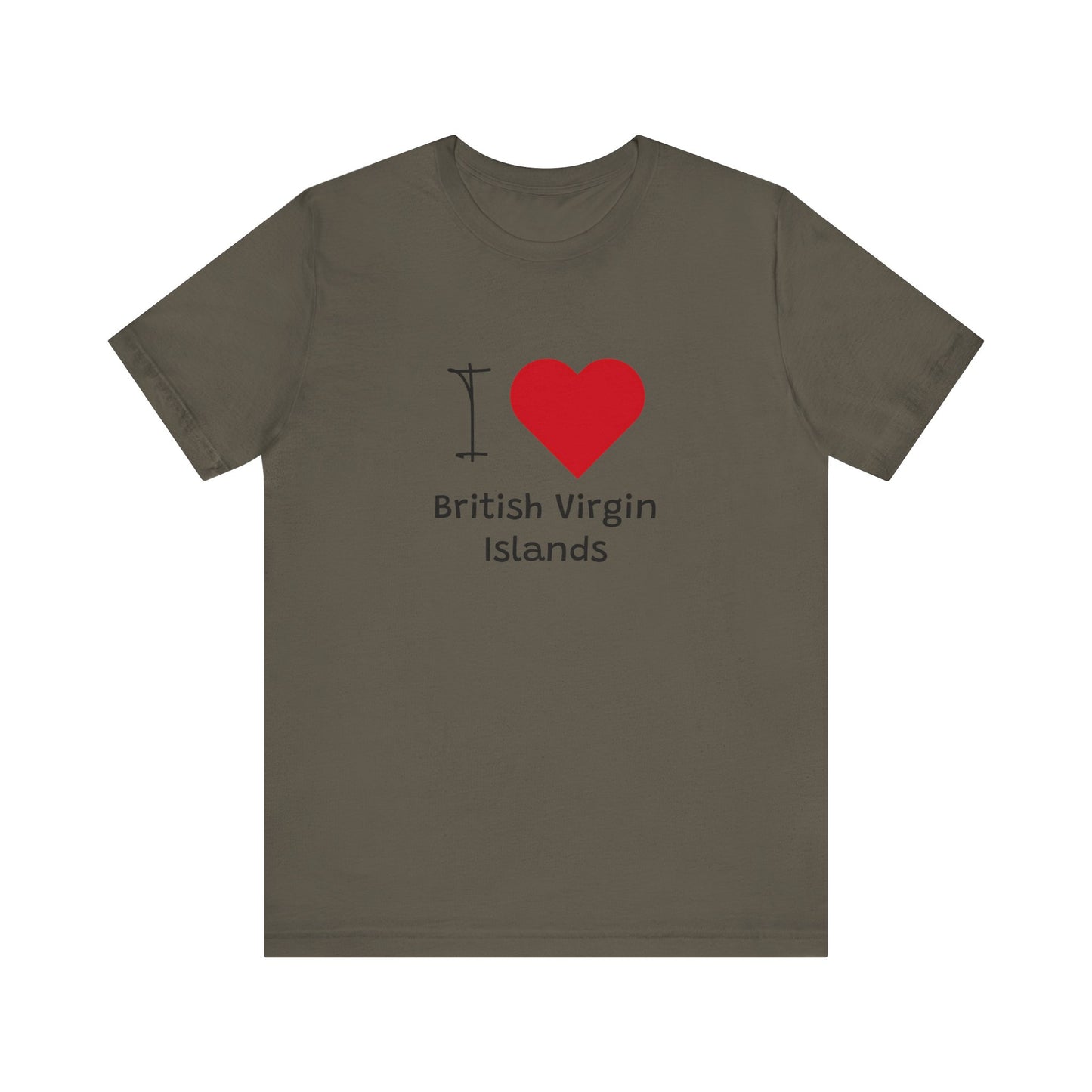 I Love British Virigin Island Unisex Jersey Short Sleeve Tee