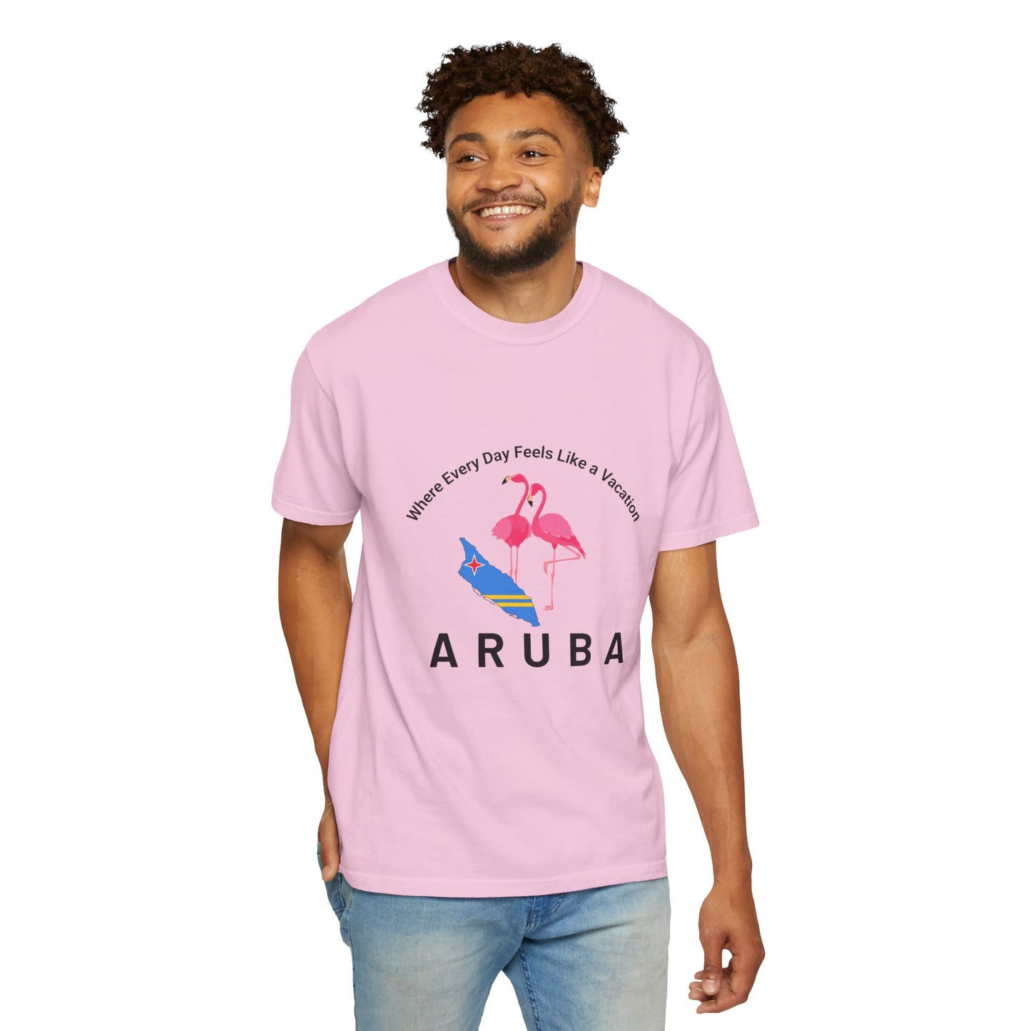 Vacation Vibe Unisex T-Shirt - Aruba Flamingos Design