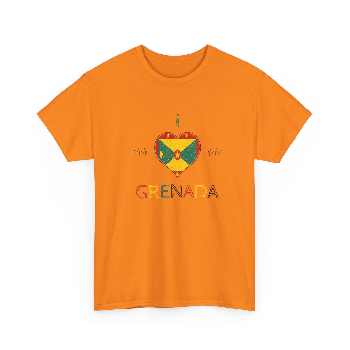 I Love Grenada Heart Shaped Flag  Unisex Heavy Cotton T- shirt