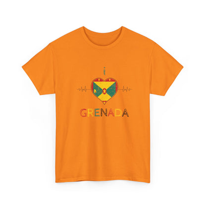 I Love Grenada Heart Shaped Flag  Unisex Heavy Cotton T- shirt