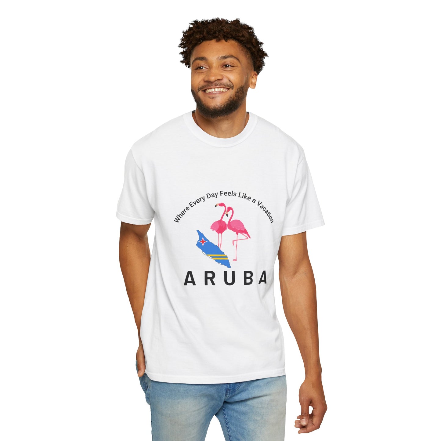 Vacation Vibe Unisex T-Shirt - Aruba Flamingos Design