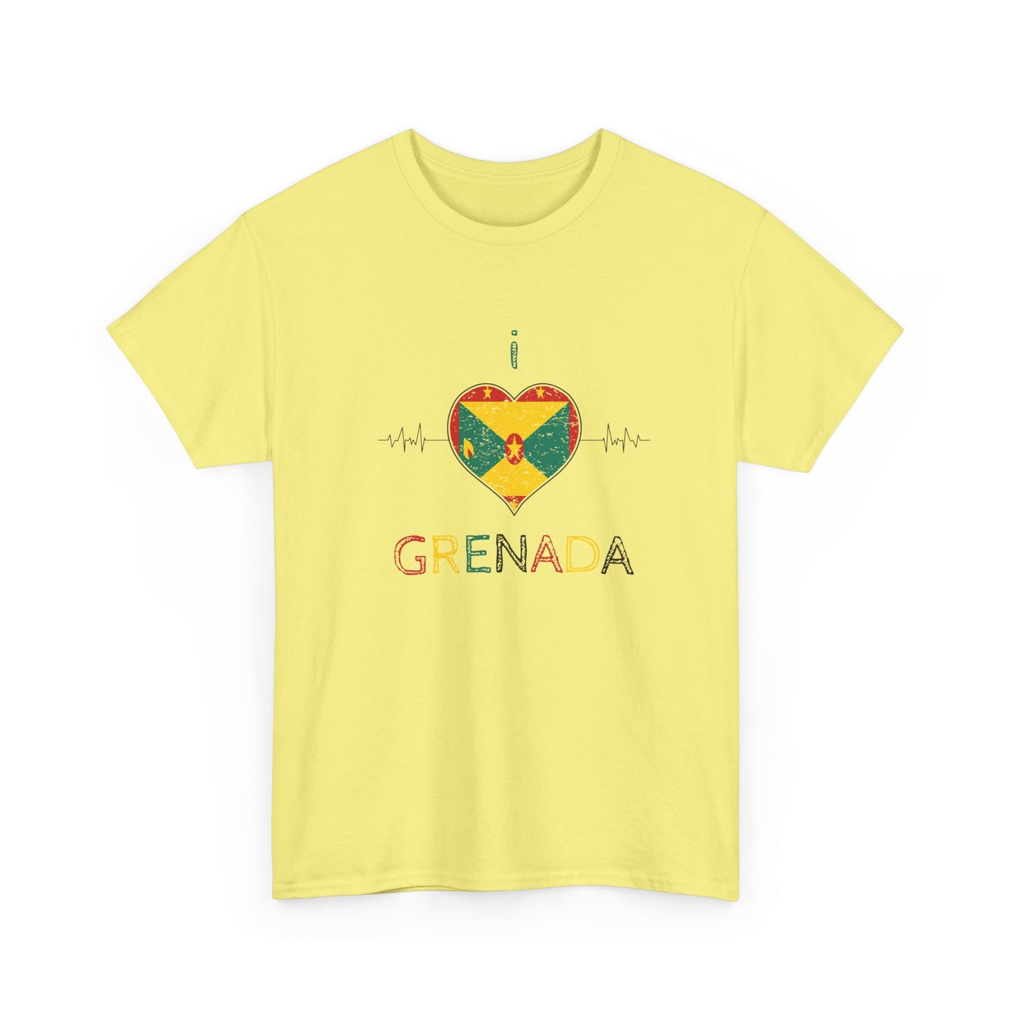 I Love Grenada Heart Shaped Flag  Unisex Heavy Cotton T- shirt