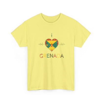 I Love Grenada Heart Shaped Flag  Unisex Heavy Cotton T- shirt
