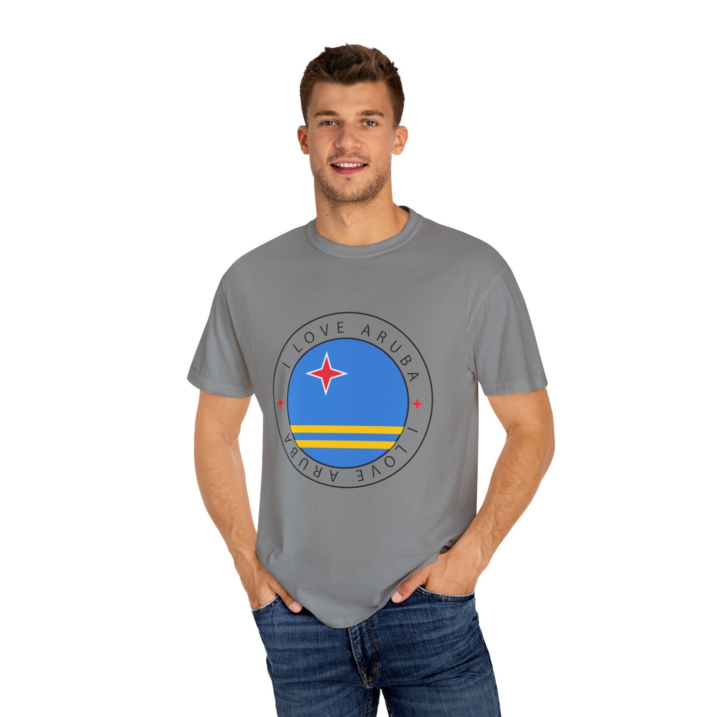 I Love Aruba Flag Unisex Garment-Dyed T-shirt