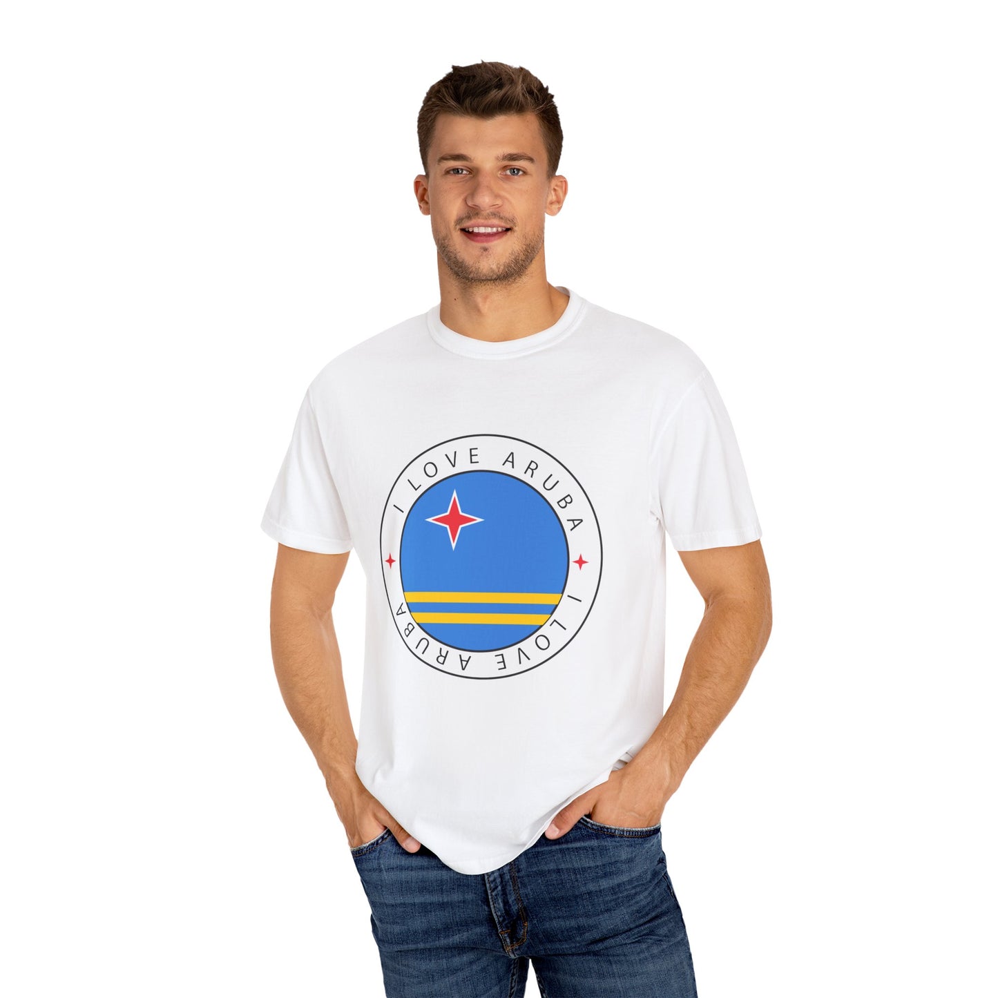 I Love Aruba Flag Unisex Garment-Dyed T-shirt