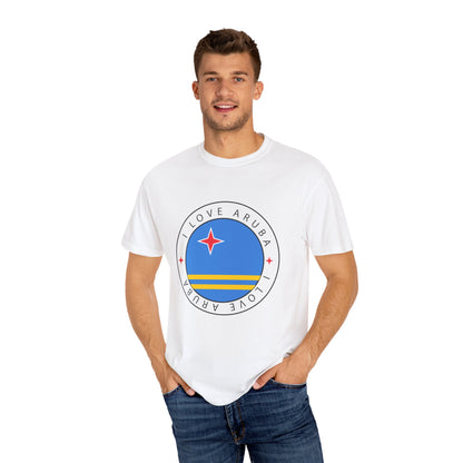 I Love Aruba Flag Unisex Garment-Dyed T-shirt