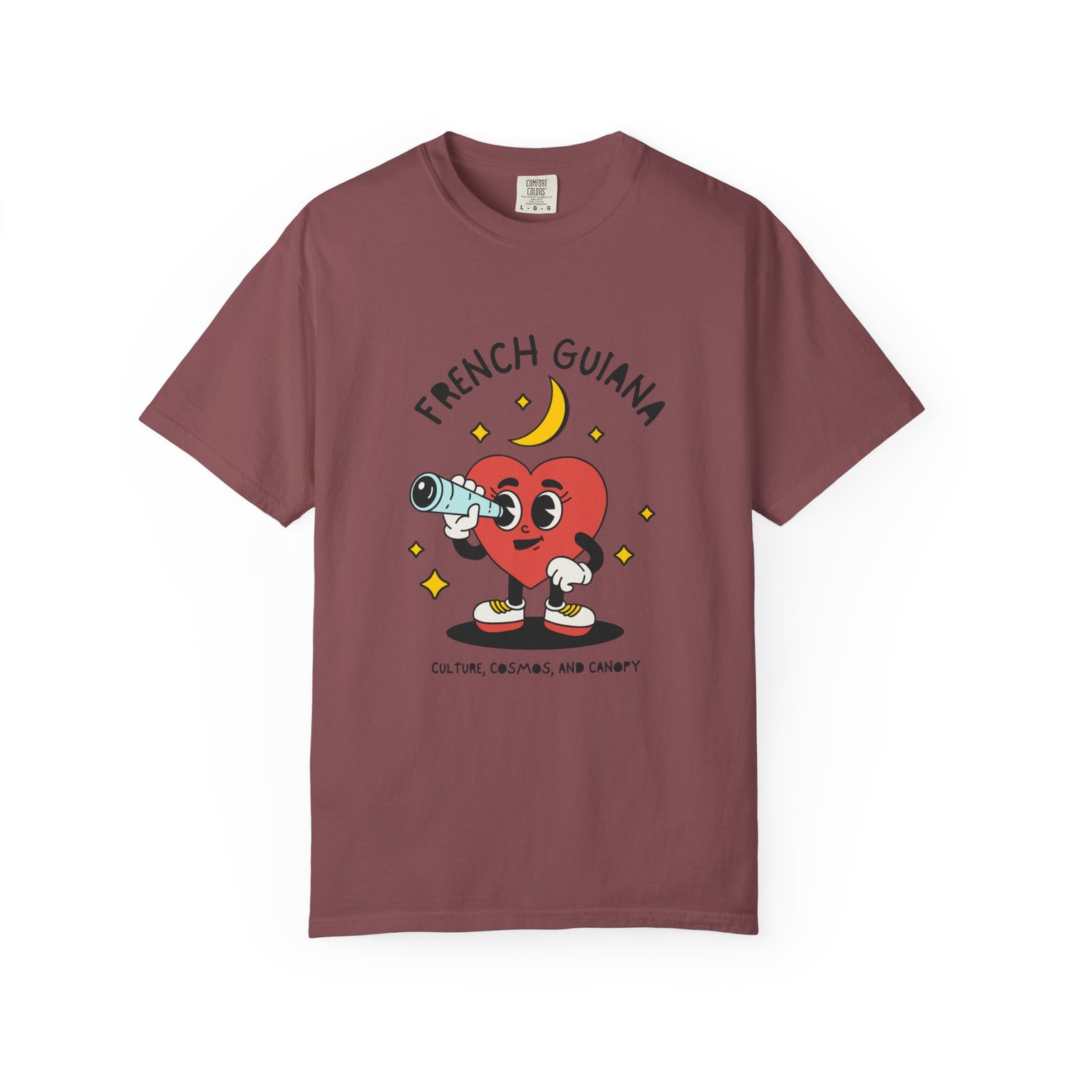 French Guiana Heart T-Shirt - Unisex Garment-Dyed Tee for Travel Lovers