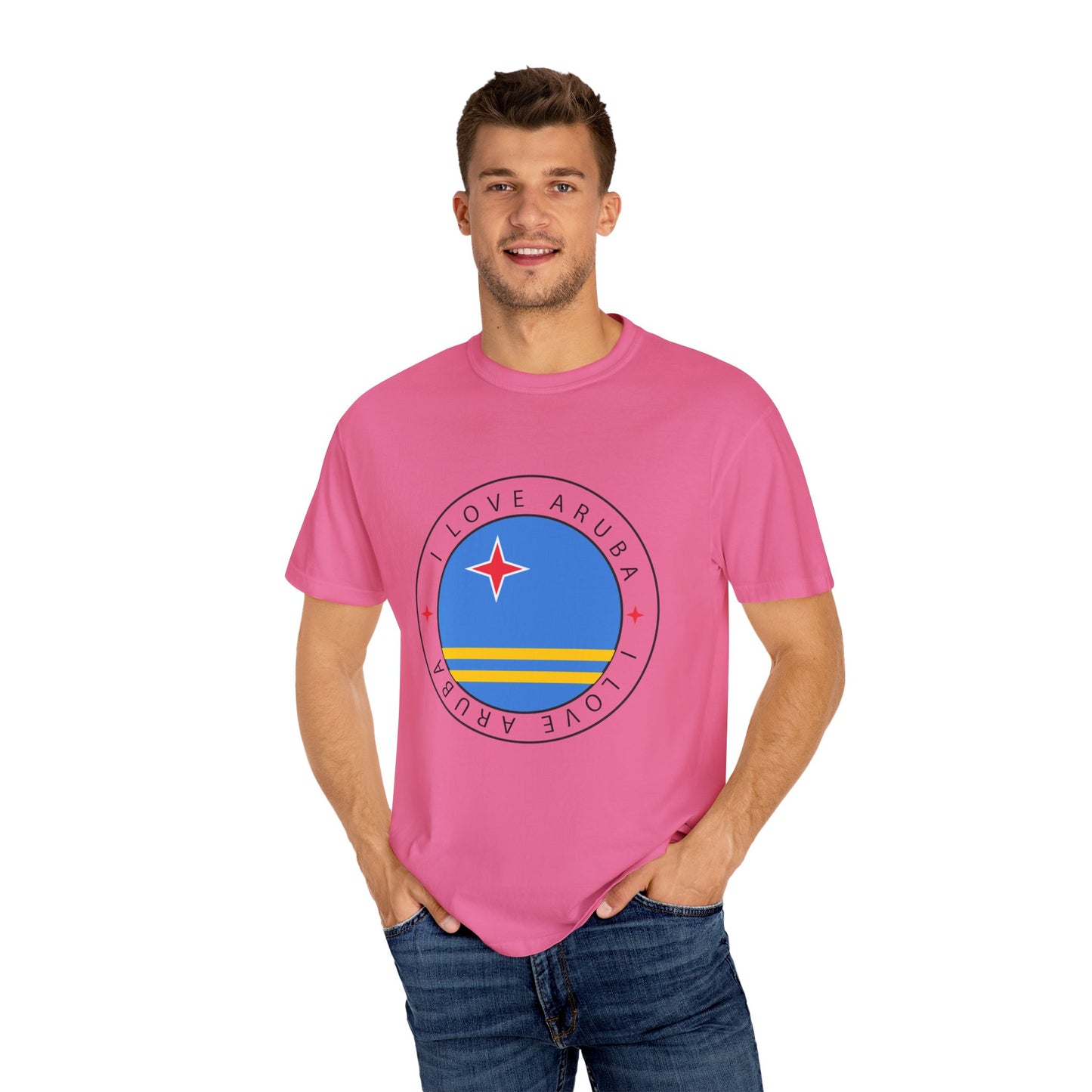 I Love Aruba Flag Unisex Garment-Dyed T-shirt