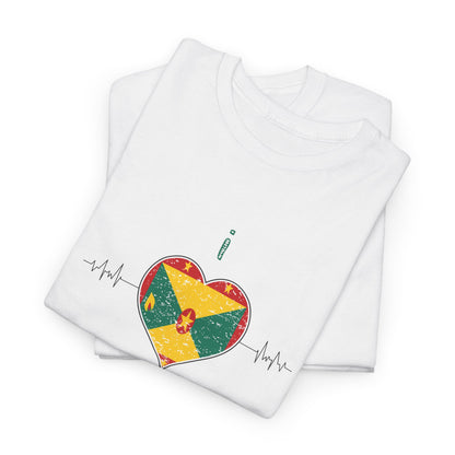 I Love Grenada Heart Shaped Flag  Unisex Heavy Cotton T- shirt