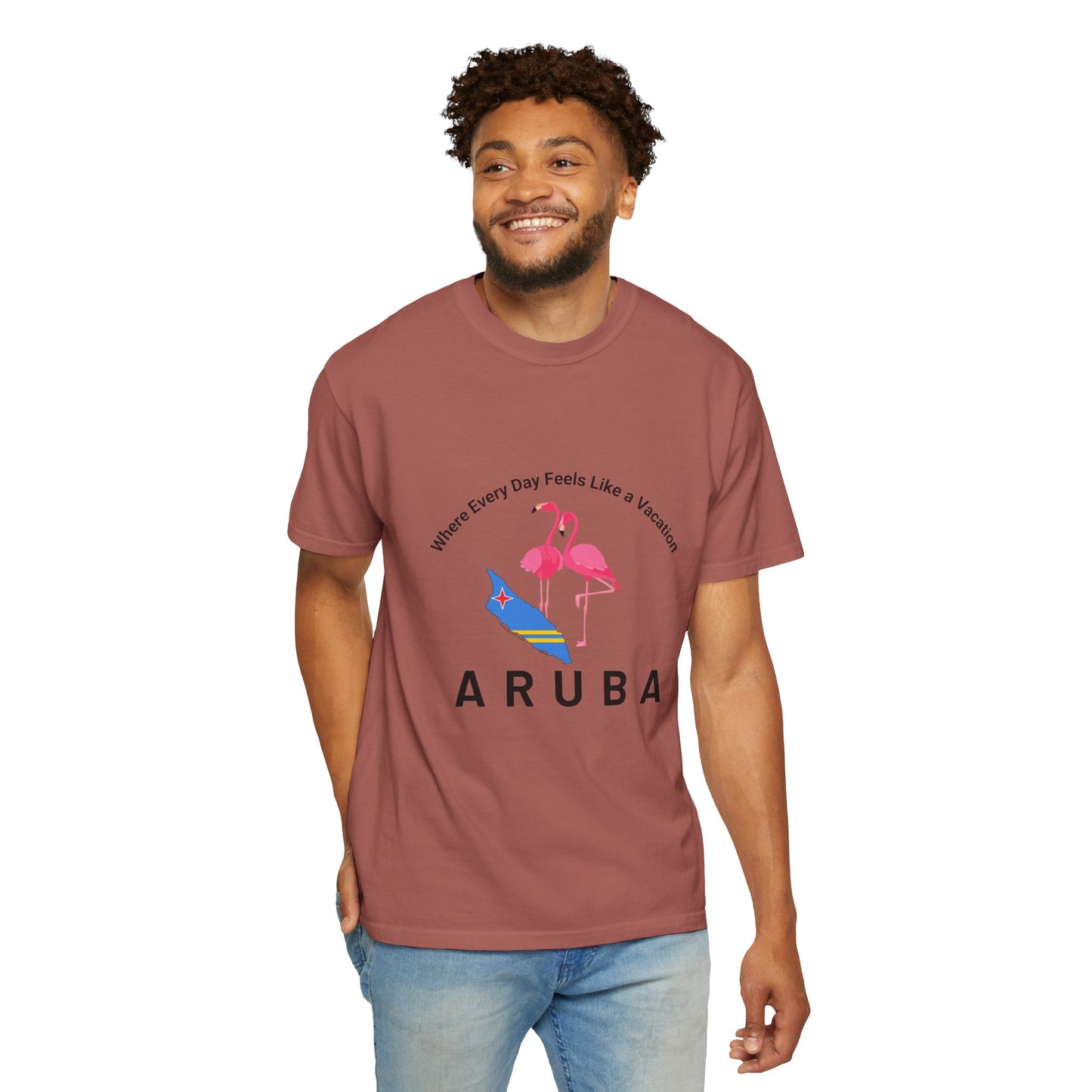 Vacation Vibe Unisex T-Shirt - Aruba Flamingos Design