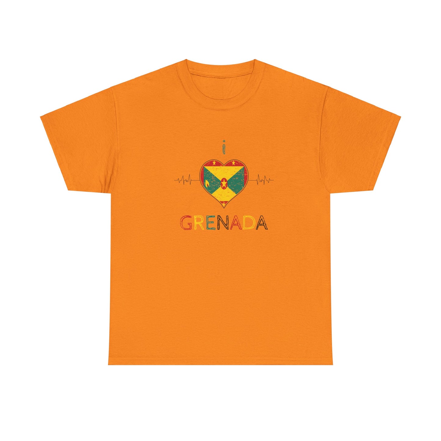 I Love Grenada Heart Shaped Flag  Unisex Heavy Cotton T- shirt