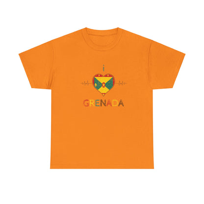 I Love Grenada Heart Shaped Flag  Unisex Heavy Cotton T- shirt