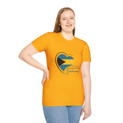 Bahamas Heart Shaped Flag  T-Shirt