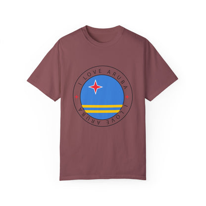 I Love Aruba Flag Unisex Garment-Dyed T-shirt