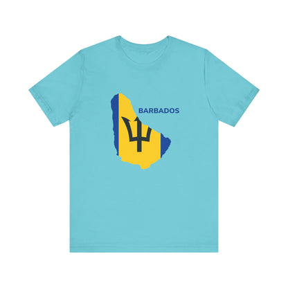 Unisex Jersey Barbados Map Flag Short Sleeve Tee