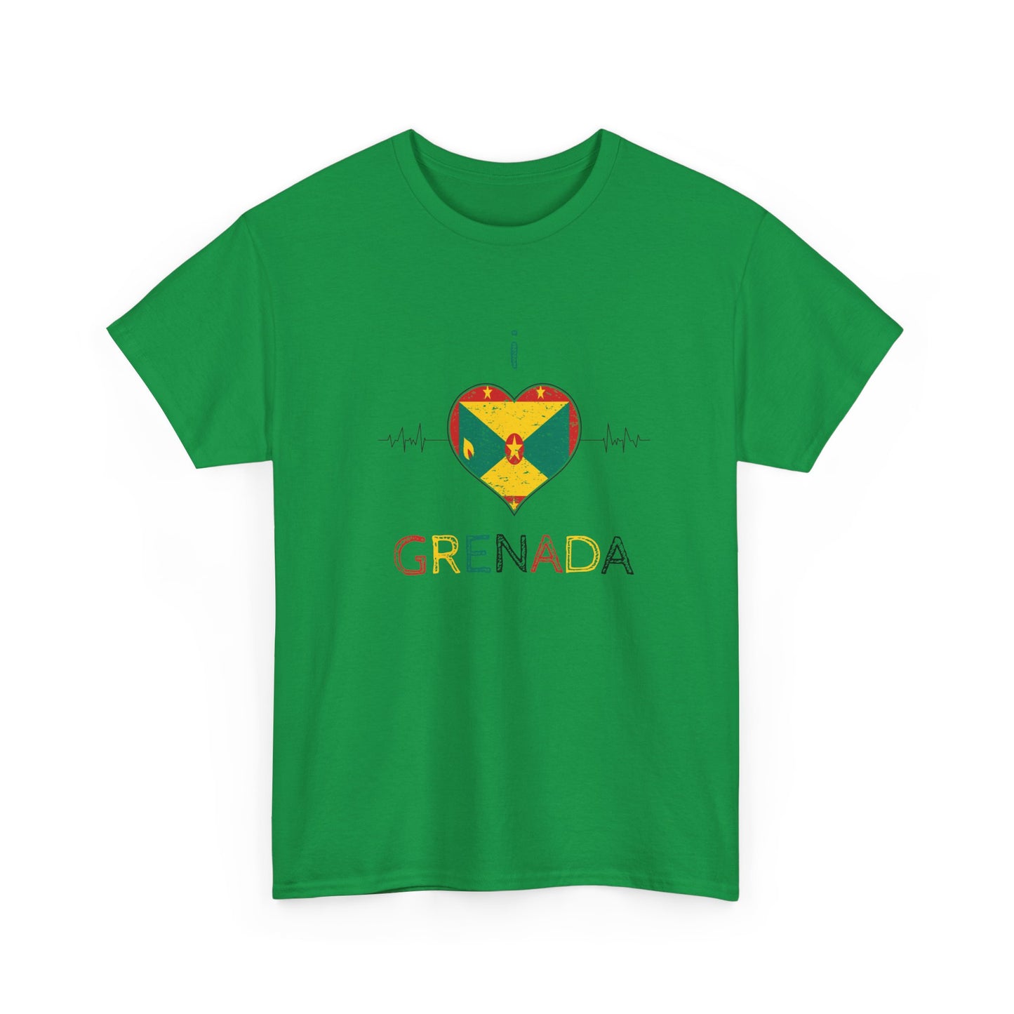 I Love Grenada Heart Shaped Flag  Unisex Heavy Cotton T- shirt