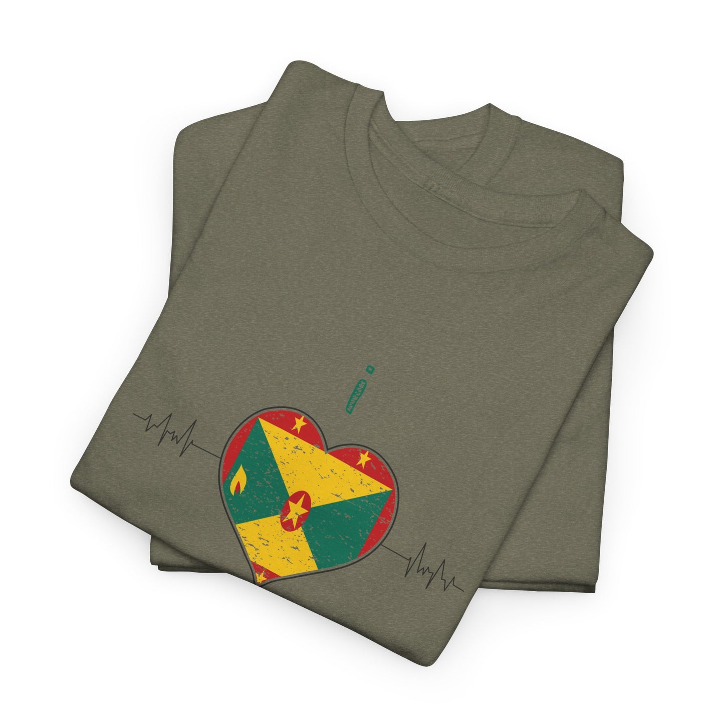 I Love Grenada Heart Shaped Flag  Unisex Heavy Cotton T- shirt