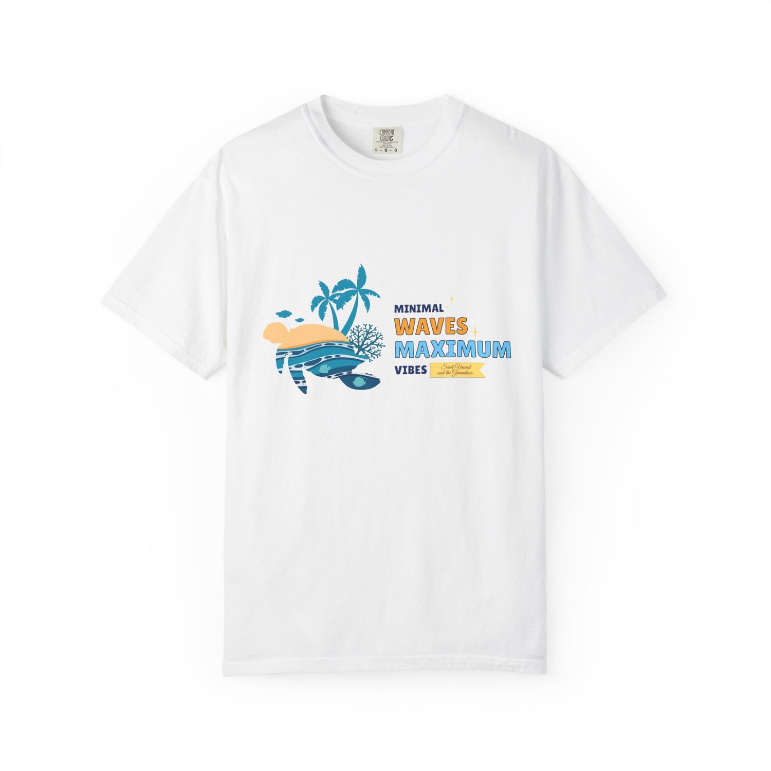 Minimal Waves T-shirt | Unisex Garment-Dyed Tee for Coastal Vibes | Saint Vincent & the Grenadines