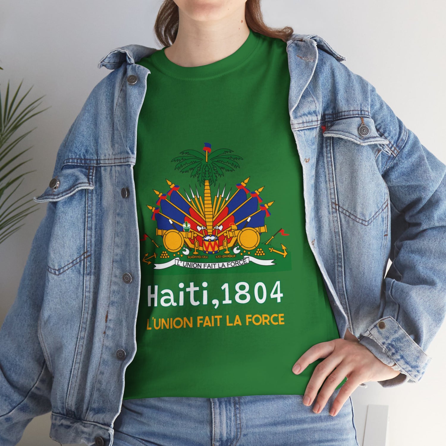 Unisex T-shirt met korte mouwen, Haïti, vlag, drapeau, katoen