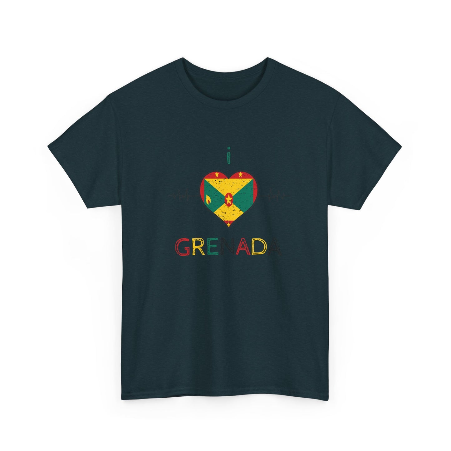 I Love Grenada Heart Shaped Flag  Unisex Heavy Cotton T- shirt