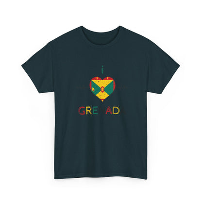 I Love Grenada Heart Shaped Flag  Unisex Heavy Cotton T- shirt