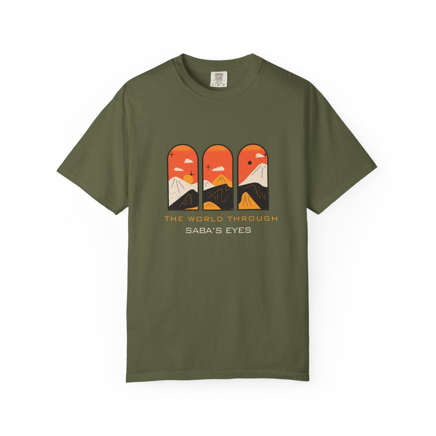 Adventure-Inspired Garment-Dyed T-Shirt: "The World Through Saba's Eyes"