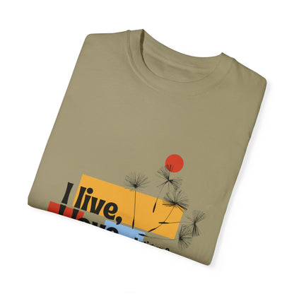 I Live, Love Antigua & Barbuda Unisex Garment-Dyed T-Shirt