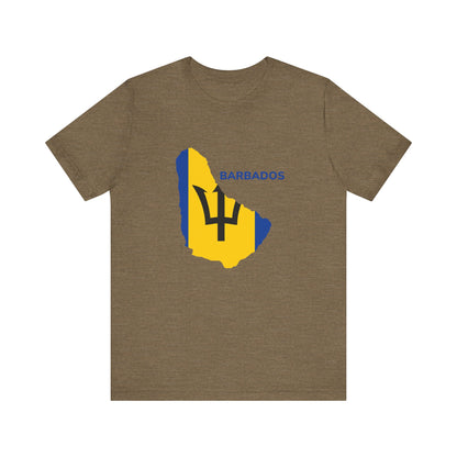 Unisex Jersey Barbados Map Flag Short Sleeve Tee