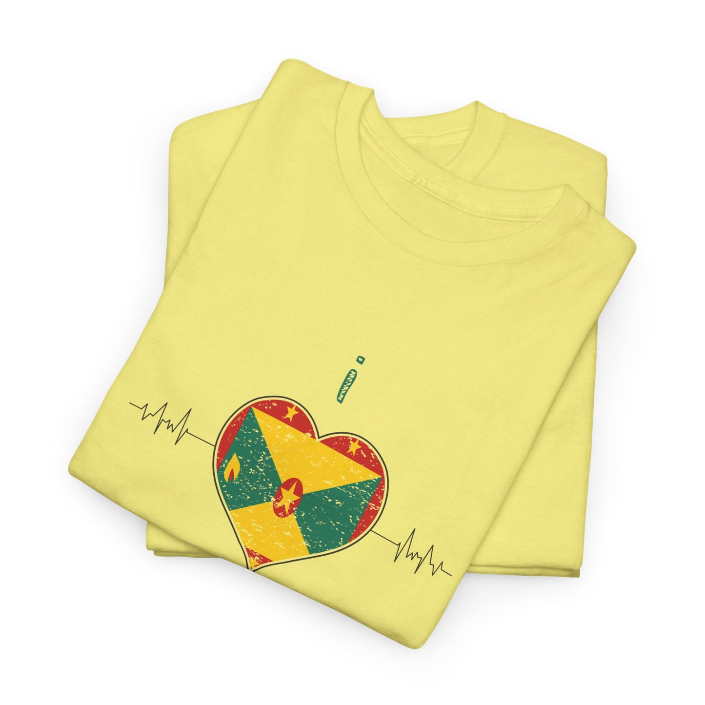 I Love Grenada Heart Shaped Flag  Unisex Heavy Cotton T- shirt
