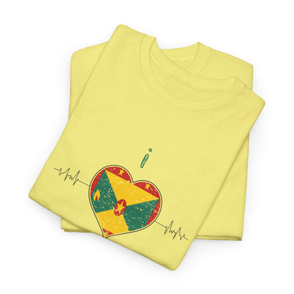 I Love Grenada Heart Shaped Flag  Unisex Heavy Cotton T- shirt