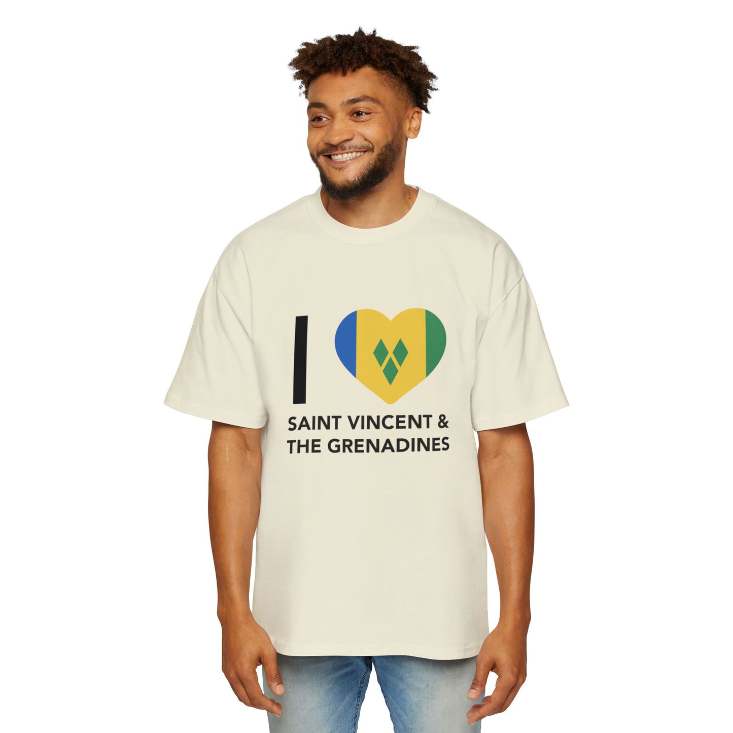 I Love Saint Vincent and the Grenadines Men's Heavy Oversized T-shirt
