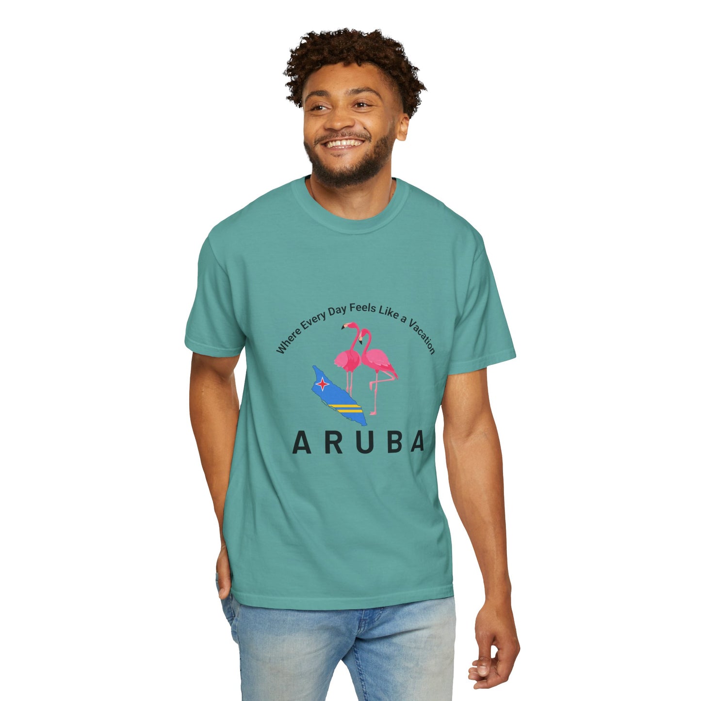 Vacation Vibe Unisex T-Shirt - Aruba Flamingos Design