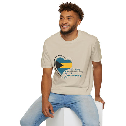 Bahamas Heart Shaped Flag  T-Shirt