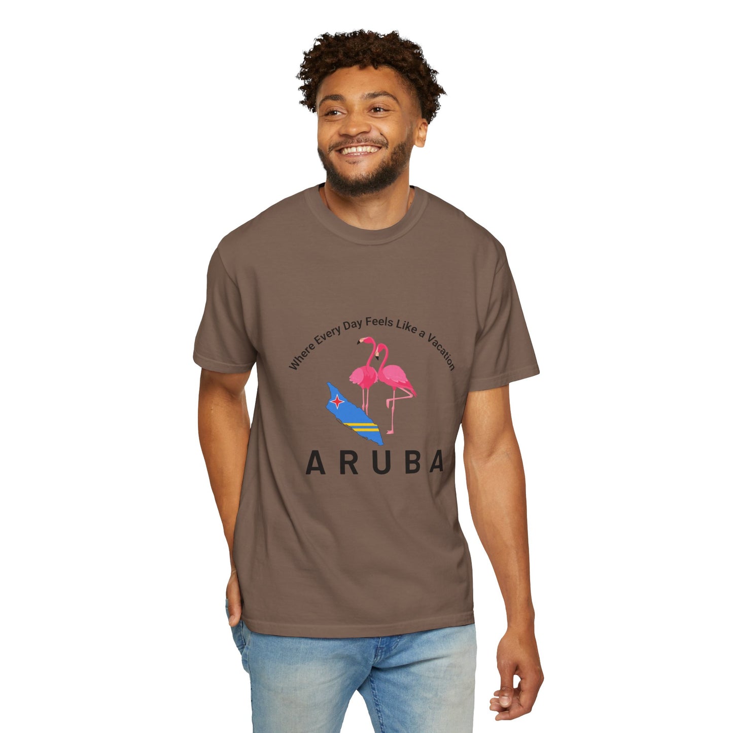 Vacation Vibe Unisex T-Shirt - Aruba Flamingos Design