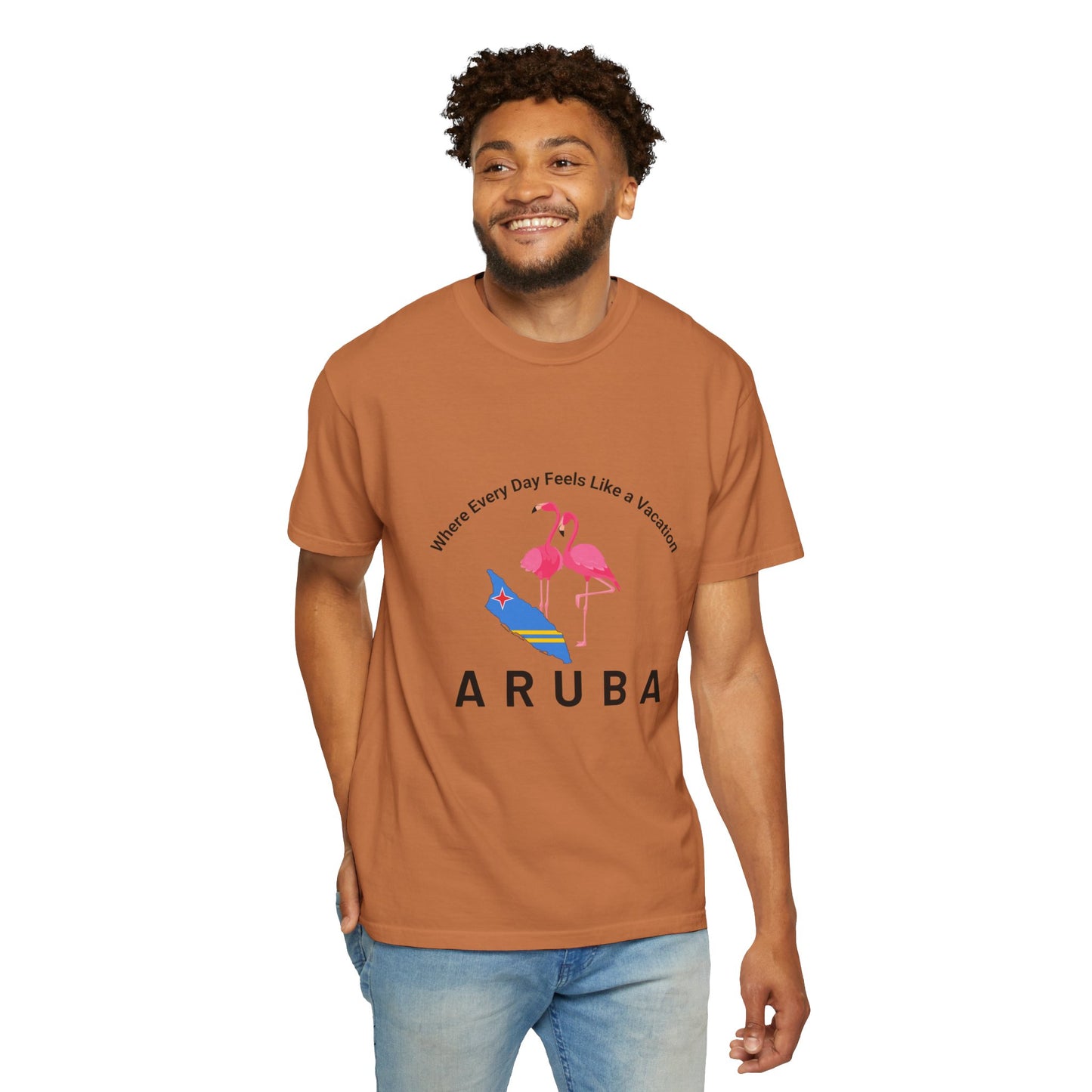 Vacation Vibe Unisex T-Shirt - Aruba Flamingos Design